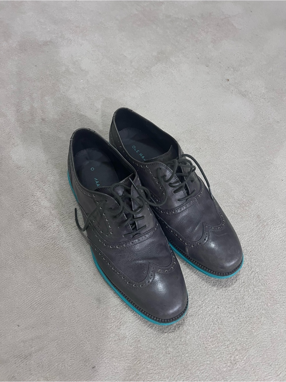 Cole Haan Dark Gray with Teal soles Grand OS